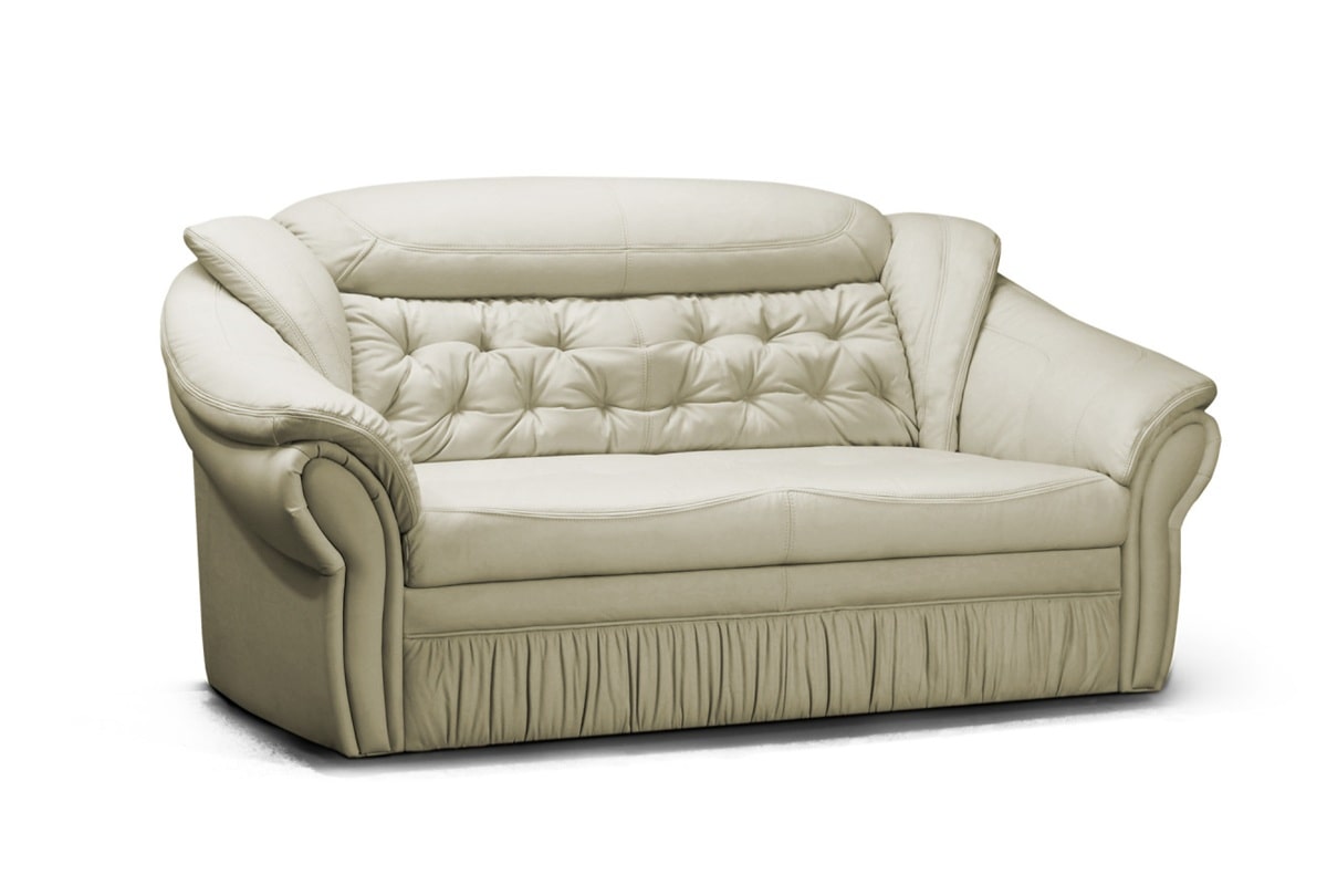 Бежевый кожаный диван Ришелье 2 в классическом стиле - купить