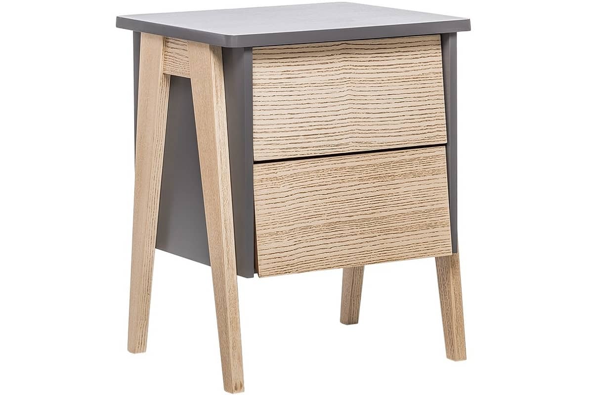 Прикроватная тумба с 2 ящиками Сканди в дизайне дуб - серый ясень