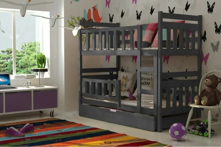 Двухъярусная кровать для детей и подростков из массива дерева Нота 2 в интерьере