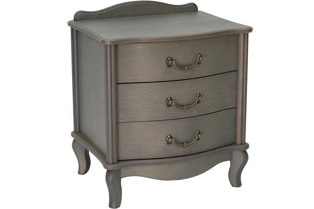 Серая прикроватная тумба Джульетта 3 с ящиками для спальной комнаты