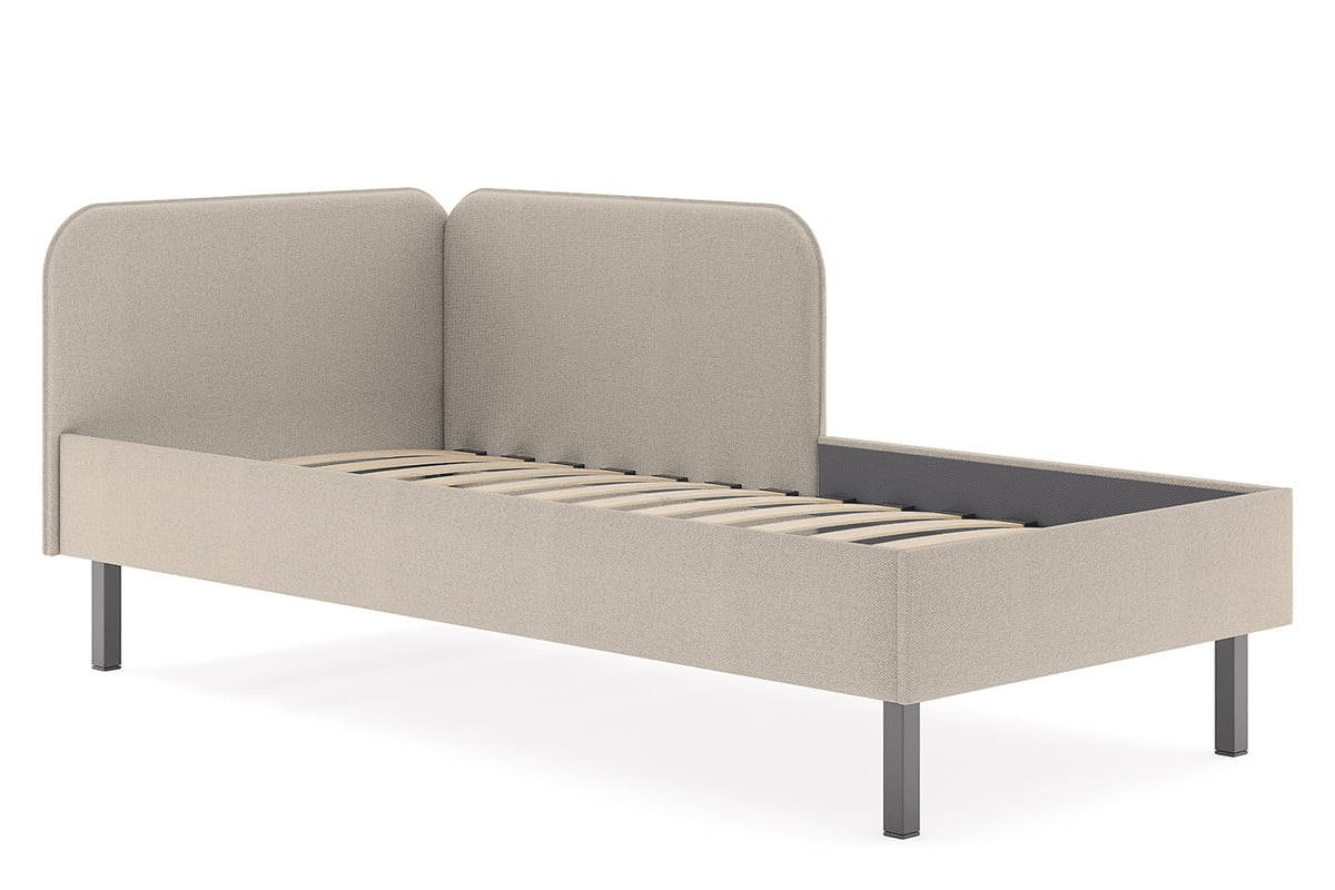 Мягкое изголовье и боковая спинка до половины основания односпальной кровати Юлия