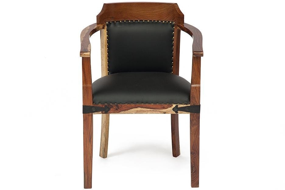 Кожаное сидения кресла Бомбей из индийского розового дерева