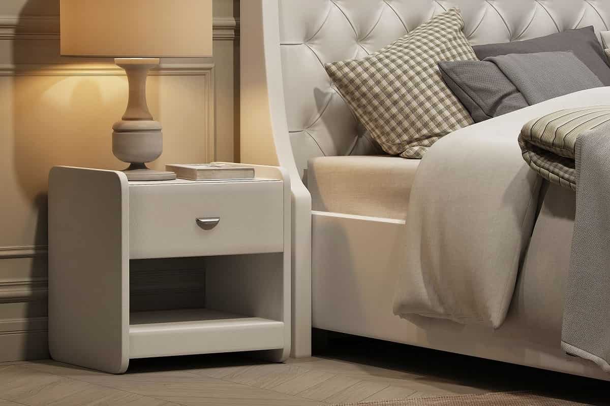 Прикроватная тумба Сонум Люкс 1 с ящиком в интерьере спальни