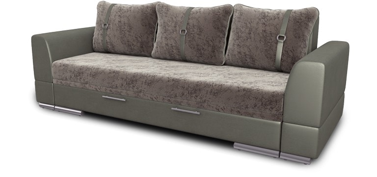 Пример дивана с подлокотниками в текстурном велюре Калахари и искусственной коже