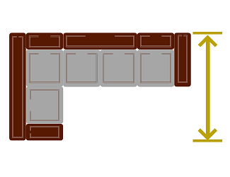 Глубина кожаного углового дивана с кресельной секцией
