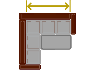 Обозначение длины спального места модульного дивана с двумя кресельными секциями