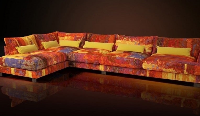 Фото углового дивана в шенилле красно-желтого цвета Matisse 16 min