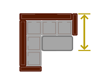 Обозначение ширины спального места кожаного модульного дивана с двумя кресельными секциями