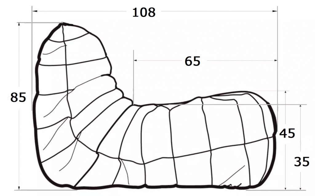Фото структуры и размеров анатомического бескаркаснного дивана Француз