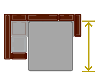 Длина спального места кожаного углового дивана с кресельной секцией и раскладушкой