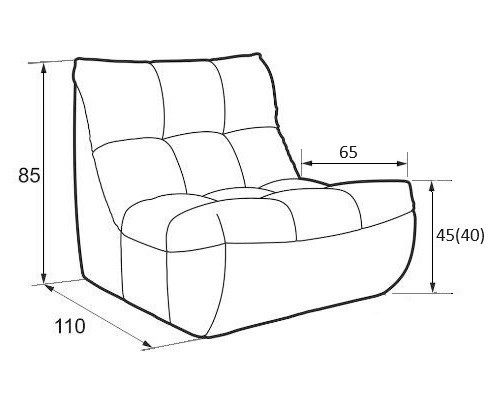 Схема-чертёж размеров бескаркасного дивана Итальянец Схема-чертёж размеров бескаркасного дивана Итальянец