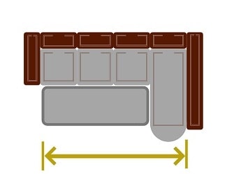 Обозначение длины спального места углового дивана