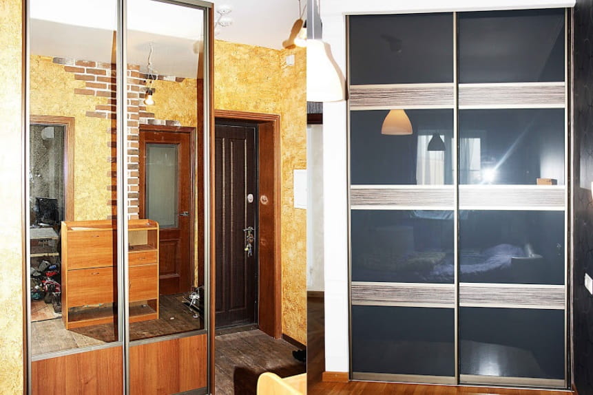 Фото мастера сборщика современного шкафа купе в интерьере. Фото мастера сборщика современного шкафа купе в интерьере.