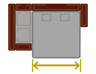 Обозначение ширины спального места углового дивана с креслом