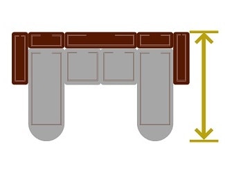 Иконка глубины П образного дивана