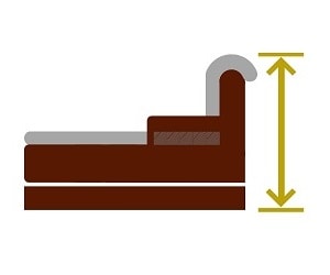 Обозначение высоты П образного дивана
