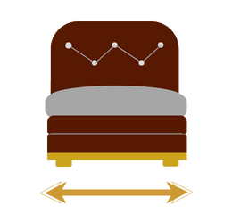 Ширины кресла без подлокотников по крайним боковым точкам