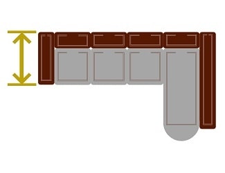 Обозначение глубины углового дивана с оттоманкой по подлокотнику Глубина углового дивана с оттоманкой по подлокотнику
