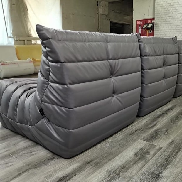 Спинка бескаркасного кресла Француз в экокоже Magic серого цвета