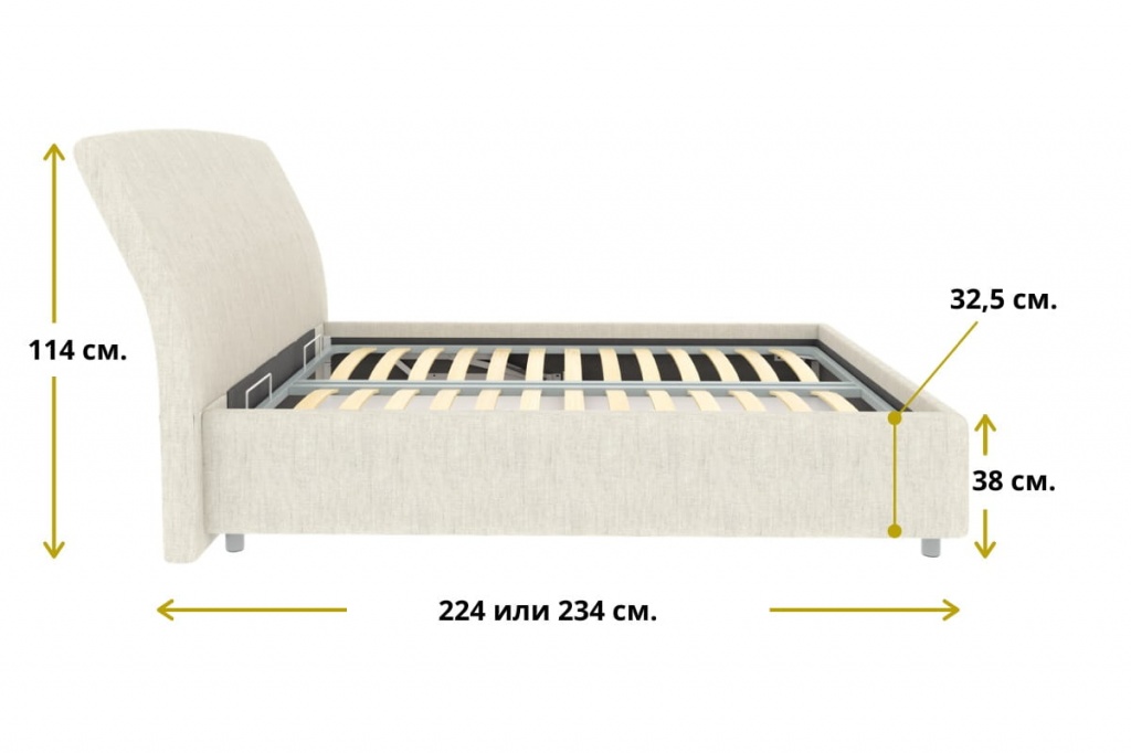 Фото с размерами кровати Орхидея длина и высота Размеры кровати Orchidea длина и высота