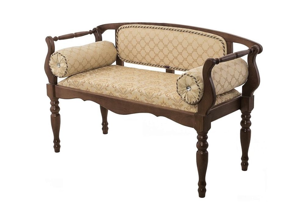 Банкетка Шарм 1 с прочным деревянным каркасом из массива бука и мягкой спинкой и подушками валиками