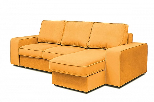 Желтый угловой диван Монако с оттоманкой