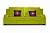 Диван еврокнижка Шервуд с широкими подлокотниками, фото в обивке зеленого цвета