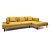 Высокие деревянные ножки и мягкий подвижный подлокотник углового кожаного дивана с оттоманкой Милан
