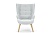 Кресло для отдыха Лаунж на четырёх деревянных ножках с высокой спинкой с пиковкой белого цвета