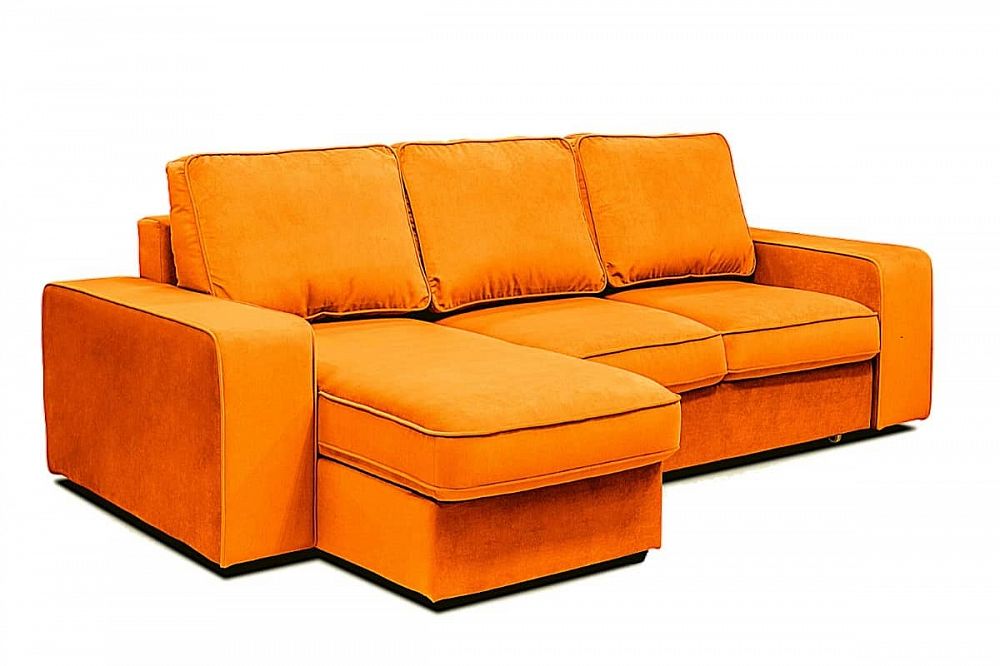 Оранжевый угловой диван Монако с оттоманкой