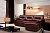 Коричневый кожаный угловой диван Венеция с оттоманкой в магазине