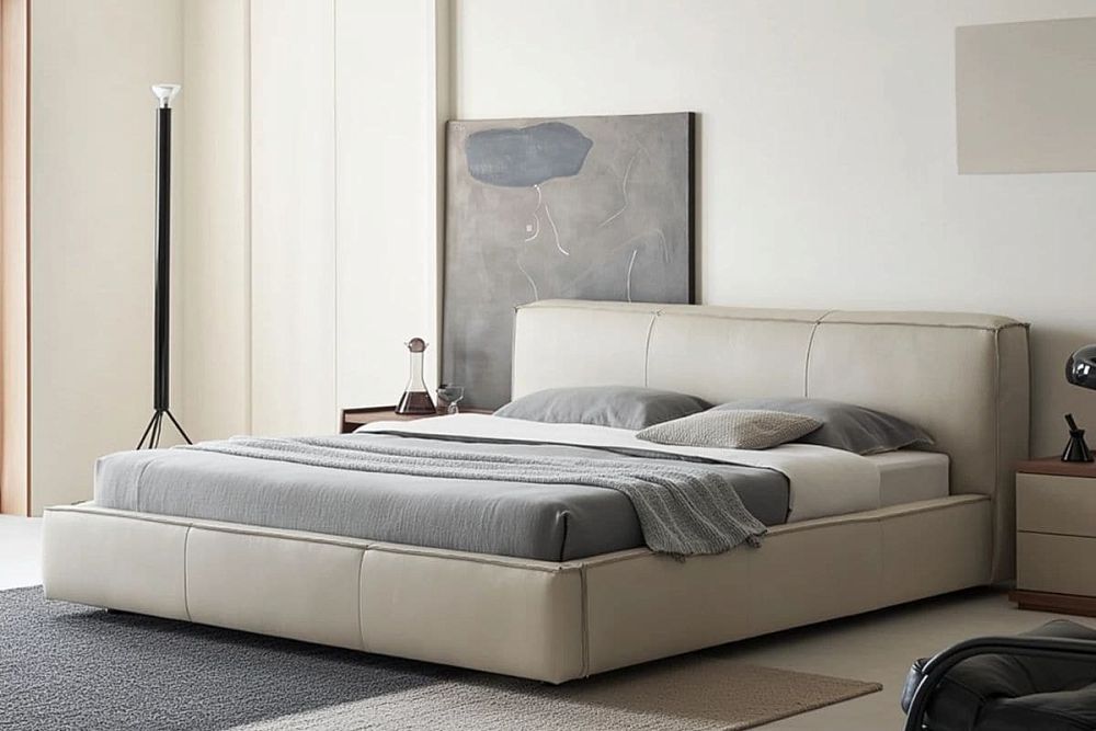 Кожаная двуспальная кровать Квинс  — купить в Москве с доставкой по России