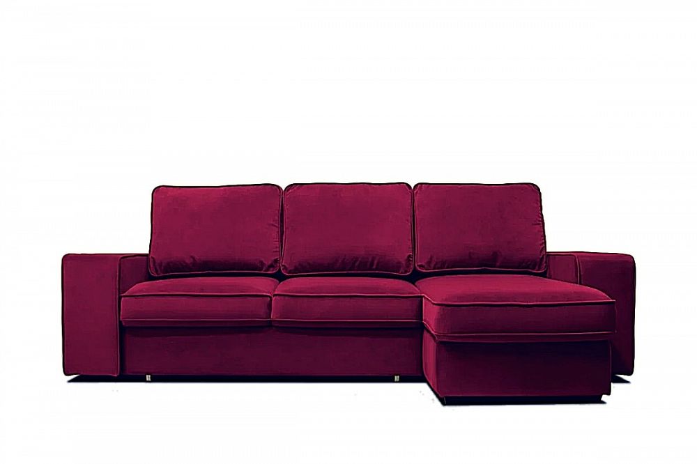 Бордовый угловой диван Монако с оттоманкой