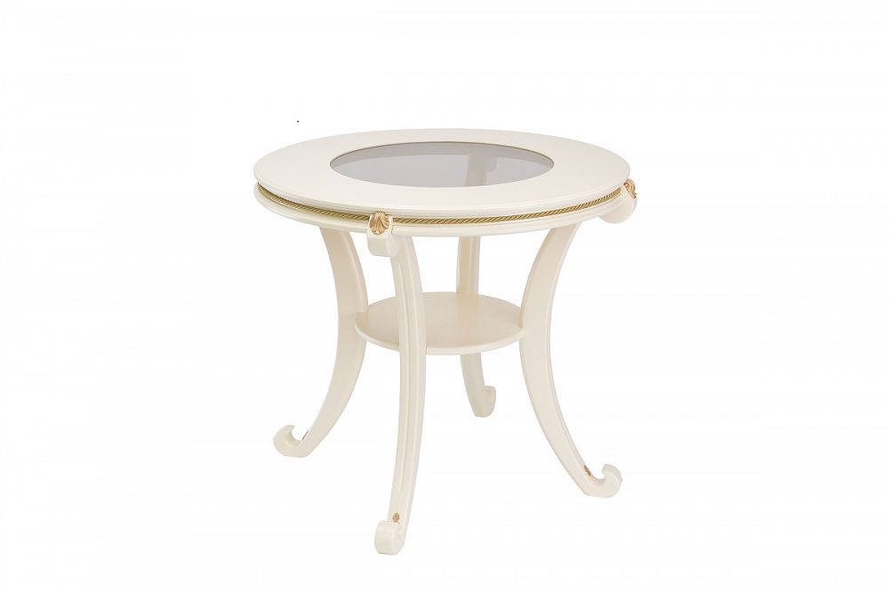 Журнальный столик Глория Вайт со стеклом