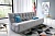 Белый бескаркасный диван Итальянец в искусственной коже в интерьере гостиной комнаты