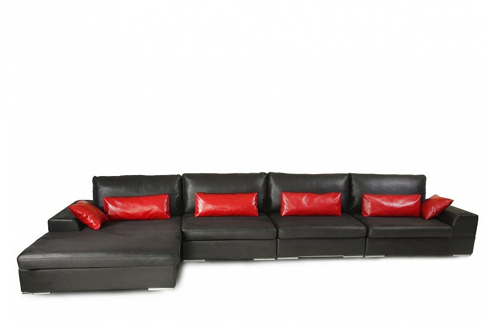 Угловой диван Монца Блек  3 с оттоманкой
