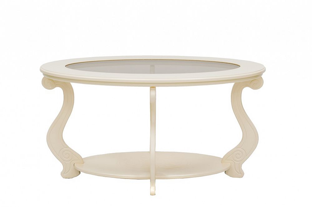 Журнальный столик Виват Вайт со стеклом