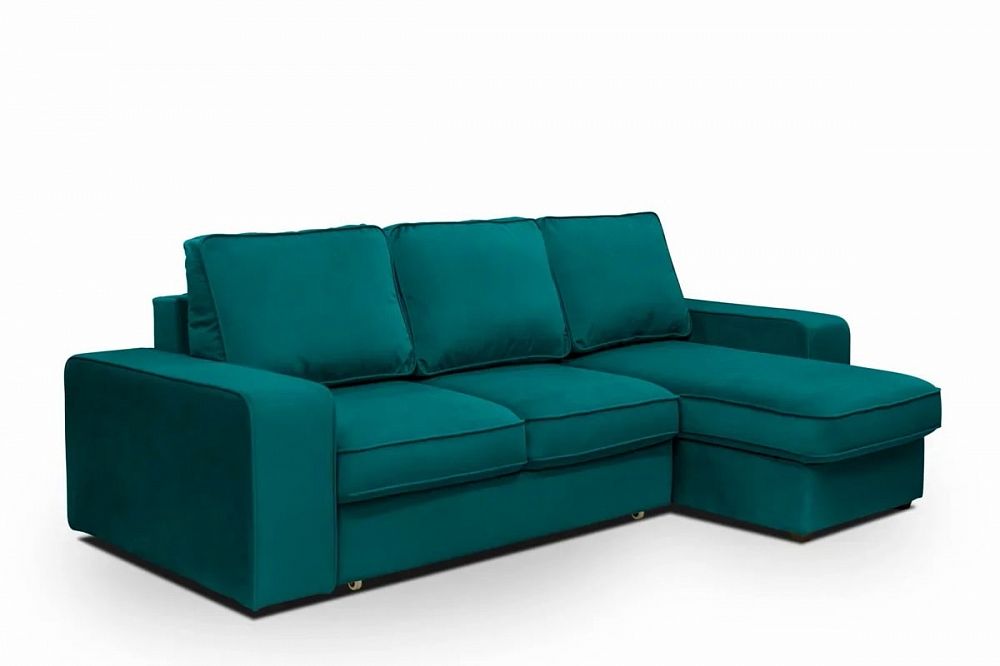 Зеленый угловой диван Монако с оттоманкой