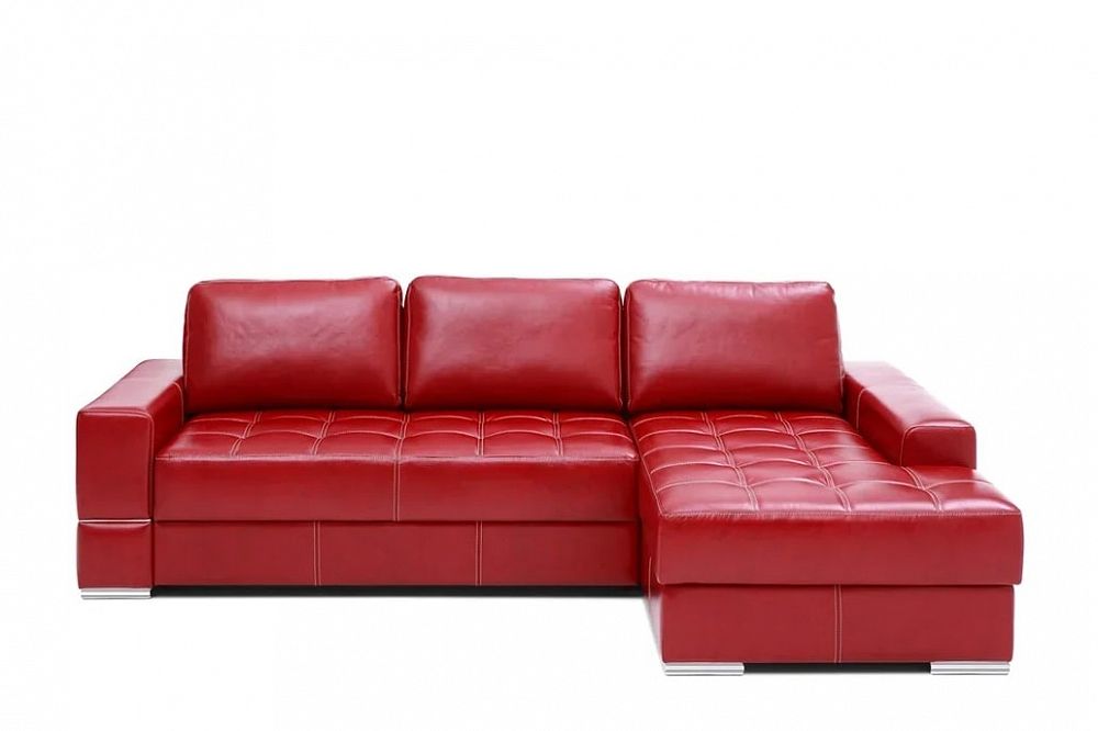 Фото углового дивана еврокнижка Матео в красном цвете