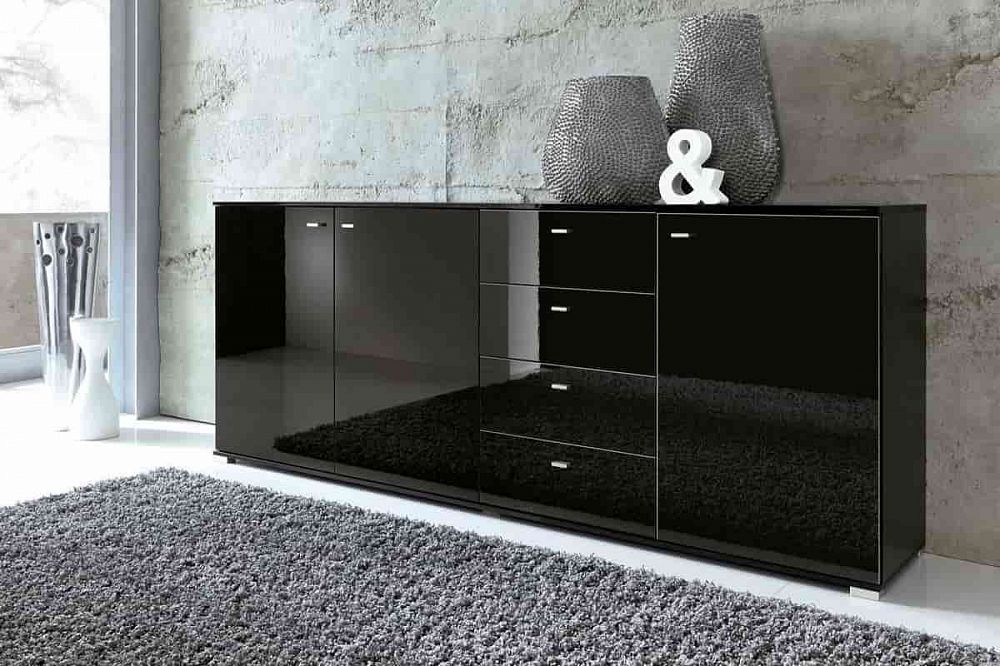 Комод Хоршед 11 декор черный глянец