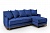 Фото синего углового дивана еврокнижка Новалис с оттоманкой