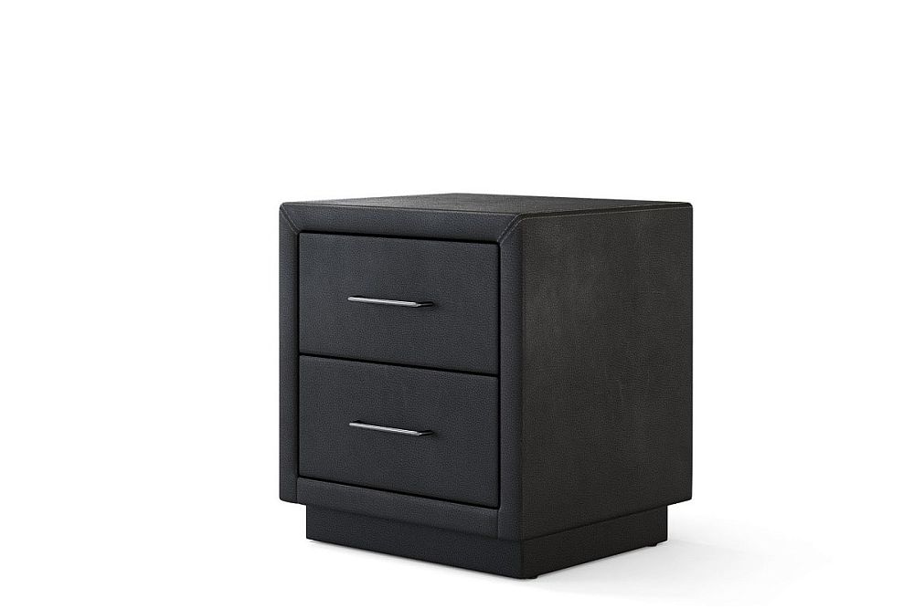 Прикроватная тумба Модерн с двумя ящиками в тканевой обивке в неоклассическом интерьерном стиле