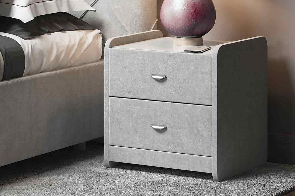 Тумба прикроватная Сонум Люкс 2 серого цвета в интерьере