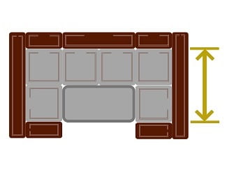 Обозначение ширины спального места П образного дивана с двумя кресельными секциями
