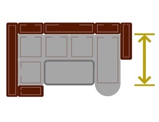 Обозначение ширины спального места кожаного модульного дивана с механизмом дельфин