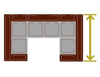 Обозначение глубины П образного дивана с двумя кресельными секциями