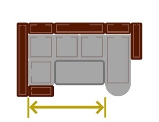 Обозначение длины спального места кожаного модульного дивана с механизмом дельфин