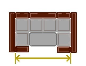 Обозначение длины спального места П образного дивана с двумя кресельными секциями