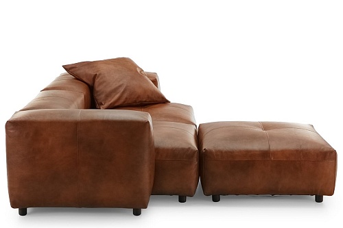 Кожаный диван Фиджи Loft с пуфом