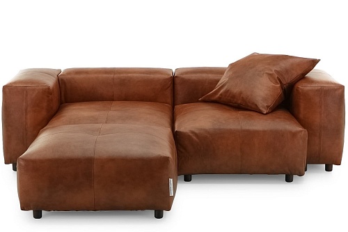 Кожаный диван Фиджи Loft с пуфом